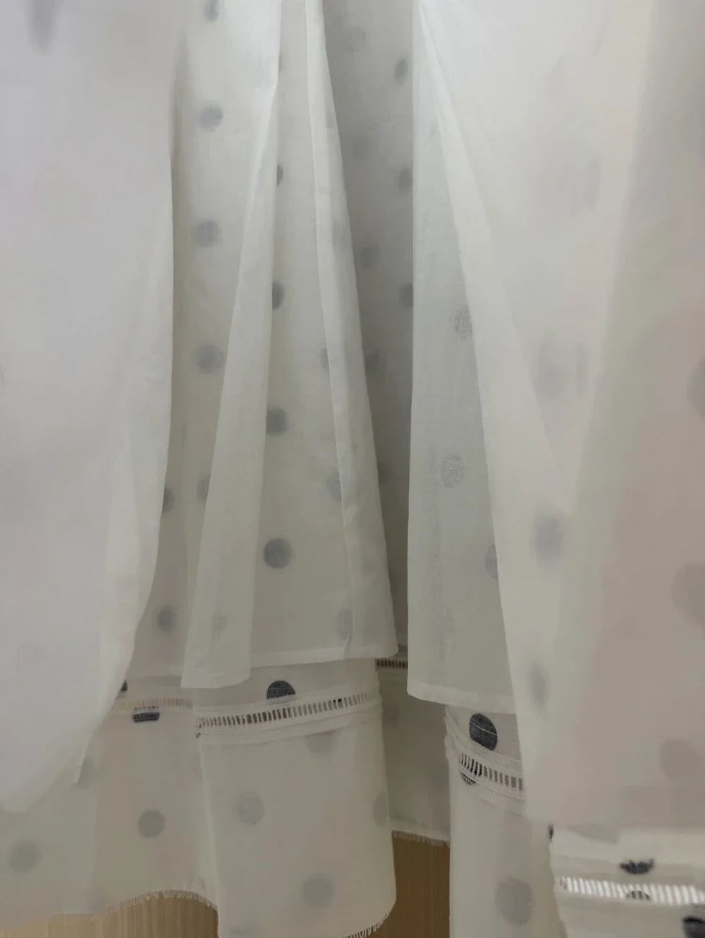 Self Portrait White Polka Dot Linen Midi Dress - Picture 16 of 16